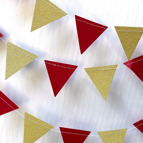Maroon and Gold Glitter Triangle Graduation Bunting, University Commencement Party Garland, Minnesota Colors, Calvin Dorm Decor, Grad Party