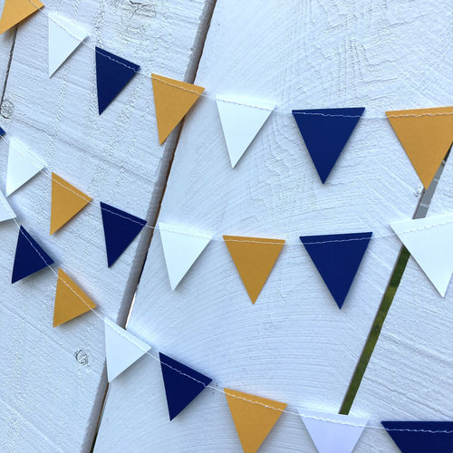 Back to School Decoration, Navy and Gold Pennant Garland, University of California Dorm Decoration, College Farewell Gift, School Colors
