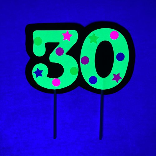 Neon Number Cake Topper, Glow Party Cake Topper, Neon Birthday Cake Topper, UV Reflective Cake Decoration, Fluorescent Neon Cake Decor