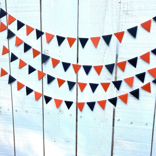 Halloween garland, Halloween Party Decoration, Black and Orange, Fall Decor, Classroom Decoration, Paper Party Streamer, Halloween Bunting