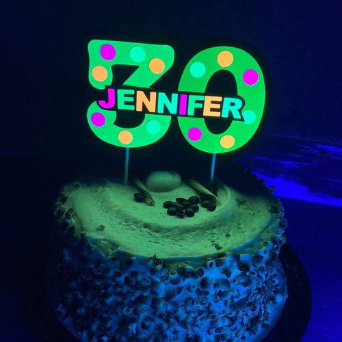 Neon Green Cake Topper, Glow Party Cake, Glow Birthday Cake, Personalized Cake Topper, Glow Party Decor, Neon Birthday, Glow in the Dark