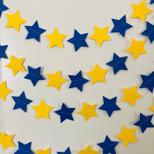Royal Blue and Yellow Star Garland, Blue and Yellow Graduation Decoration, U of California Grad, U of Delaware Graduation, Dorm Decoration