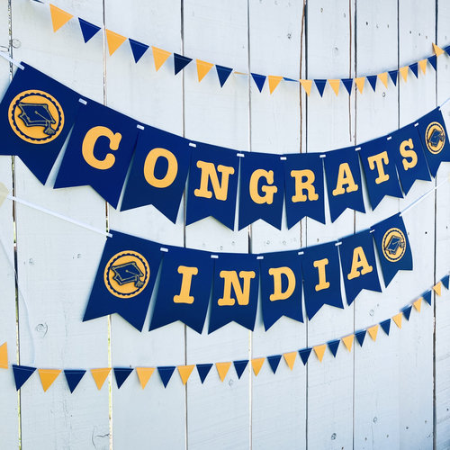 University of California Large Graduation Banner, CONGRATS Banner, Graduation Decor, UC Davis Grad, UC Berkeley Grad, Navy and Gold Decor