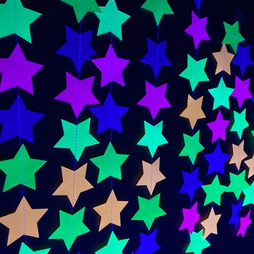 Glow Party Decorations, Neon Star Garland, Black Light Party Decor, Fluorescent Star Garland, Sweet 16 Glow Party, 80s Party, Skate Party