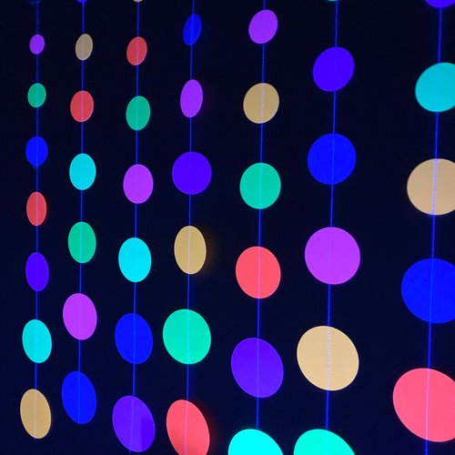 Neon Hanging Garlands, Glow in the Dark Backdrop, Glowing Dots Wall Decor, Glow Party Decoration, Black Light Party, Neon Circles, 80s Party