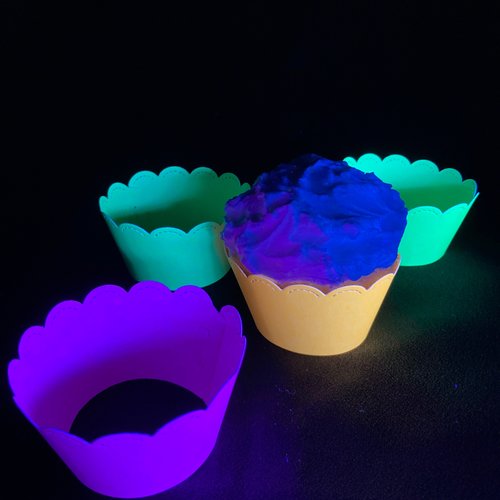 Neon Cupcake Decor, One Dozen Standard Cupcake Wrappers, Glow in the Dark Party, Fluorescent Party Decor, Black Light Party, UV Reflective