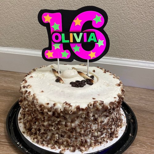 Glow Party Cake Topper, Gift for Teen, Sweet 16 Gift, Neon Cake, Birthday Gift under 20, Personalized Present, Milestone Birthday Gift