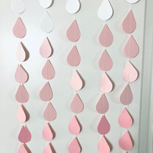 Ombre Pink Garland, Girl Baby Sprinkle, Girl Baby Shower, Pink Ombre Raindrops, Raindrop Garland, Baby Shower Backdrop, Virtual Baby Shower