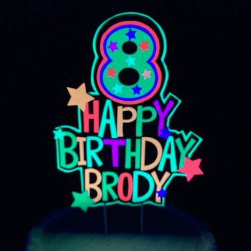Personalized Topper, Glow Party Cake, Neon Birthday Cake Decor, Birthday Decoration, Glow in the Dark Supplies, Neon Party, Skate Party