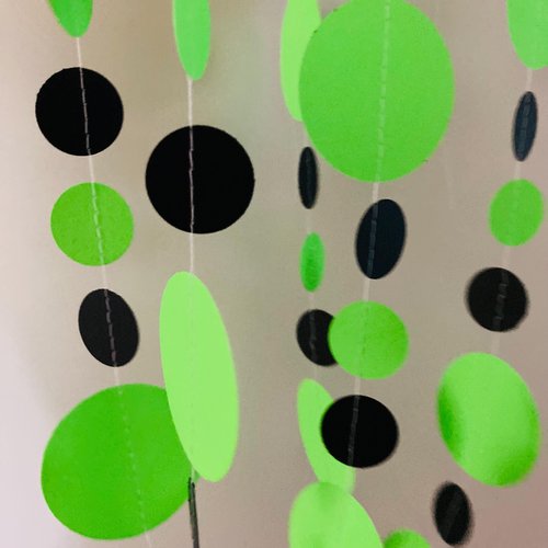 Neon green and black party garlands, Brat summer party, Paper circle bunting, brat Kamala summer celebration decoration, Charli xcx decor