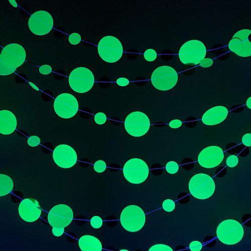 Neon Green and Black Halloween Party Garlands, Spooky Handmade Paper Circle Buntings, Brat summer party, Charli xcx decor, Eerie Glow Decor