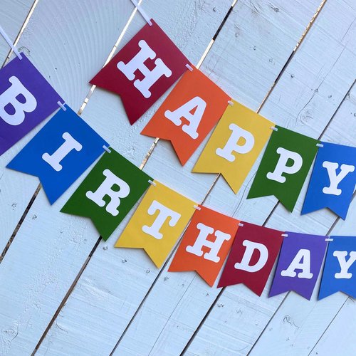 Rainbow Birthday Banner, Colorful Party Decor, Card stock Birthday Sign, Kids Party Decoration, Rainbow Theme Birthday Supplies