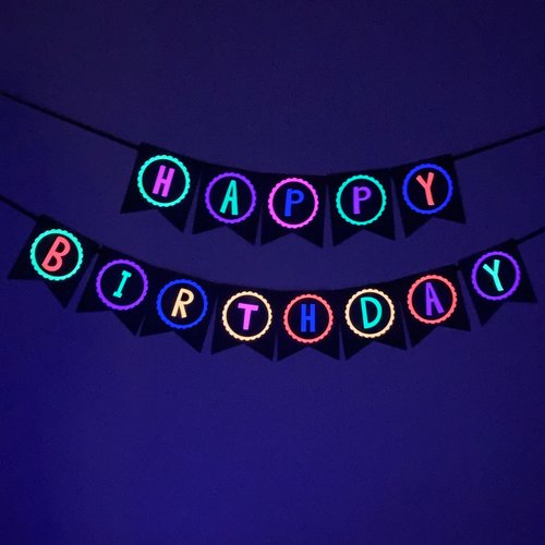 Neon Birthday Banner, Glow Party Banner, 80s Birthday Party, Black Light Party, Sweet 16 Glow Party, 80s Party, Retro Birthday, Skate Party