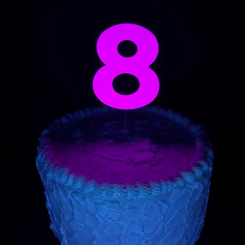Fluorescent neon number for black light birthday party, Glow party birthday decoration, Simple cake centerpiece embellishment with age