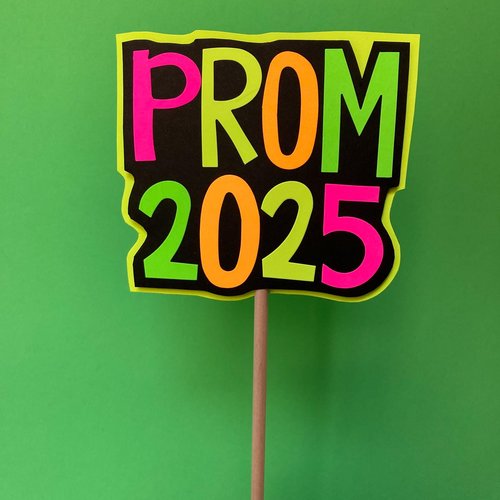 Neon Prom 2025 Sign, Retro Font, School Light Up Dance Party, Colorful Table Decoration, Glow Decor, Custom Centerpiece, Black Light Prop