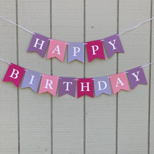 Pink and Purple Happy Birthday Banner, Pretty Personalized Birthday Sign, Girl Party, Princess Birthday, Pink Custom Party Decoration