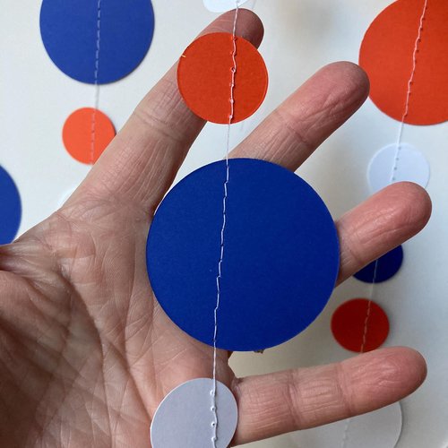 Back to School Party Decor, Royal Blue, White, and Orange Paper Garland, University of Illinois, Wheaton College Decor, Dorm Decoration