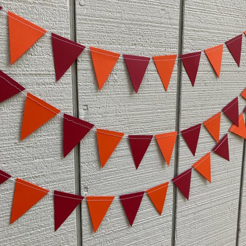 Virginia Tech graduation party garland, College Color Triangle Bunting, University dorm decor, Bed Party Streamers, Virginia Tech pennant