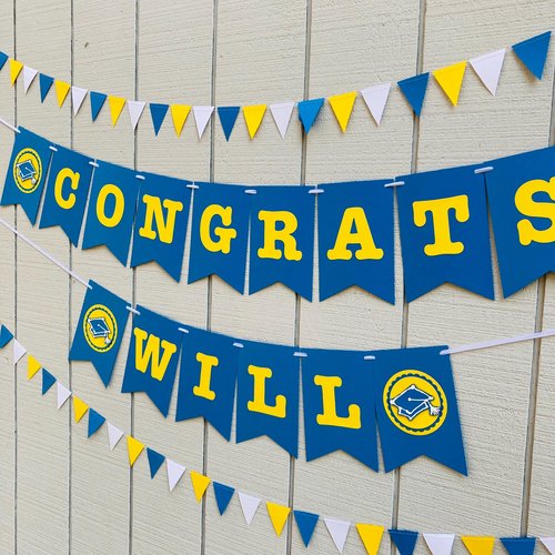 Ucla Graduation Banner, Congrats Banner, Blue and yellow Graduation Decor, Graduation Party Backdrop, University of California Los Angeles