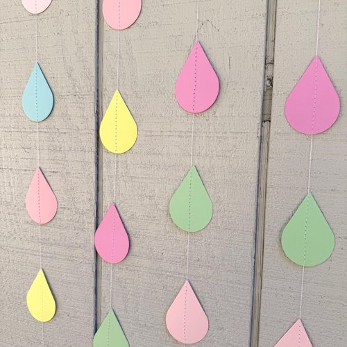 Pastel Baby Shower Decoration, Baby Sprinkle Party Decor, Raindrop Garland, Baby Shower Backdrop, Noah's Ark Party, Neutral Baby Shower