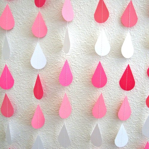 White and Pink Raindrops, Pink Sprinkle Garland, Raindrop Garland, Girl Baby Shower, Shower Decoration, Baby Shower Backdrop, Girl Sprinkle