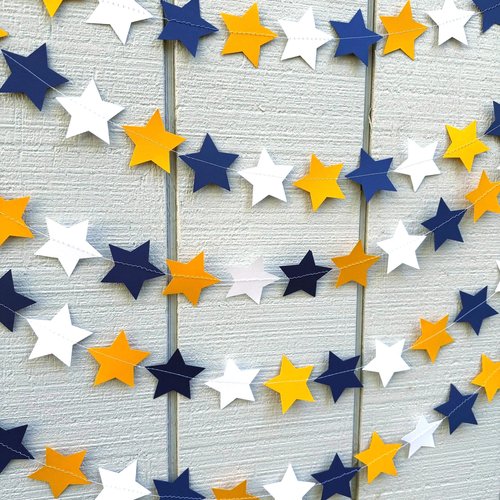 Back to School Navy and Gold Star Garland Dorm Decoration, Navy Blue and Golden Yellow Graduation Decoration, University of California decor