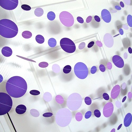 Purple Circle Garland, Paper Party Decoration, Purple Birthday Party, Paper Circle Bunting, Ultraviolet Party Decor, Birthday Party Decor