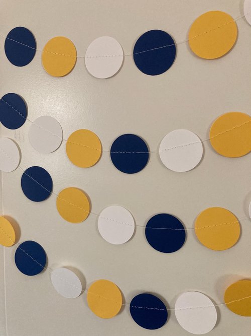 Navy, Gold, and White Graduation Garland, UC Colors Party Decoration