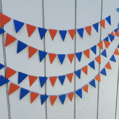 Orange Royal Blue Pennant Garland, Graduation Decoration, Decision Day, Bed Party, Flag Bunting, Dorm Decor, Boise State, CSUF, U of Florida