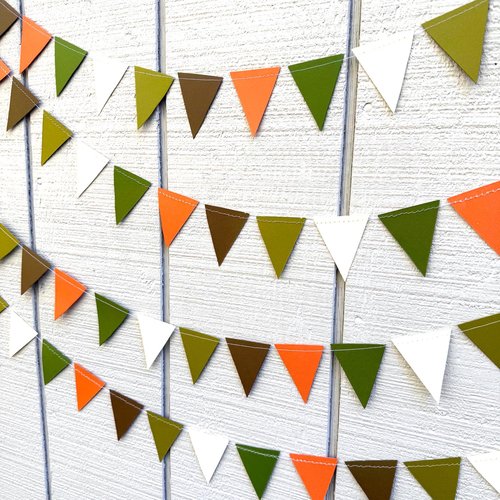 Fall wedding decorations,  Earth tone rustic wedding garlands, Paper Triangle Bunting, Hanging Garland, Reception Tent Decor