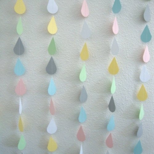 Pastel Raindrop Garland, Baby Shower Backdrop, Neutral Baby Sprinkle, Gender Reveal, Virtual Baby Shower, Noah's Ark Party, Zoom Party