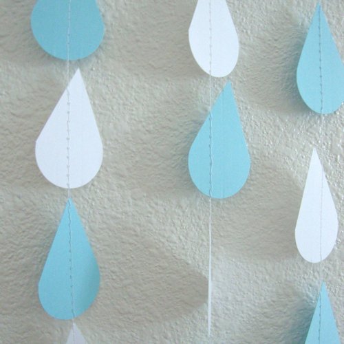 Baby Blue and White Raindrops, Baby Shower Decoration, Paper Raindrop Garland, Baby Sprinkle, Boy Baby Shower, Baby Sprinkle Decor